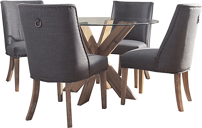 Powell Avaloni 5-Piece Dining Set, Gray/Natural