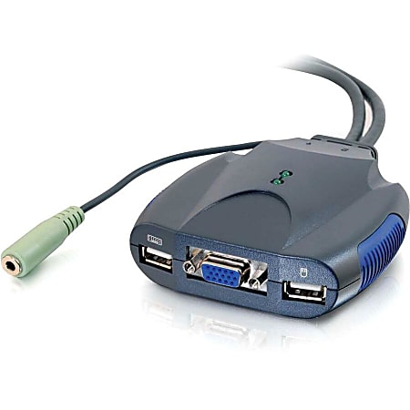 C2G TruLink 2-Port VGA and USB Micro KVM with Audio - 2 x 1 - 4 x USB, 2 x HD-15 Video, 2 x Mini-phone Speaker