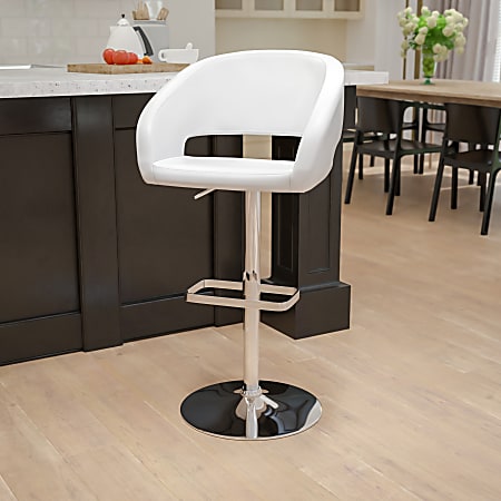 Flash Furniture Contemporary Adjustable Bar Stool, White