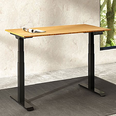 FlexiSpot E7 55"W Height-Adjustable Standing Desk, Bamboo/Black