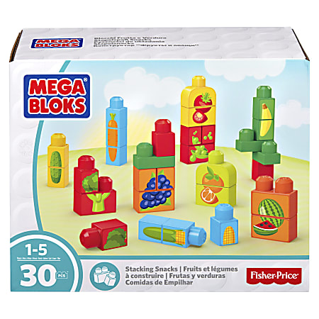 Mega Bloks Stacking Snacks Building Blocks Set - Theme/Subject: Learning, Food - Skill Learning: Building, Matching, Stacking, Motor Skills, Problem Solving, Fruit & Vegetable - 30 Pieces