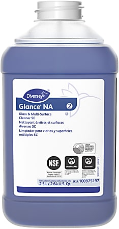 Diversey Glance Non-Ammoniated Glass &amp; Multi-Surface Cleaner, Unscented, 2.5 L, Pack Of 2 Bottles