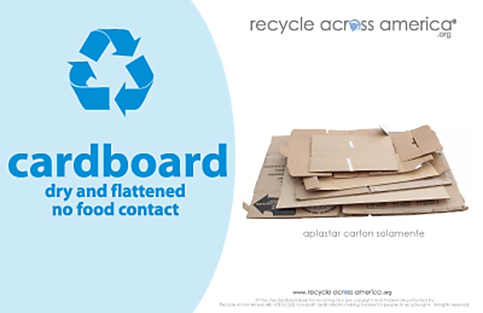 Recycle Across America Cardboard Standardized Recycling Labels, CARD-5585, 5 1/2" x 8 1/2", Light Blue