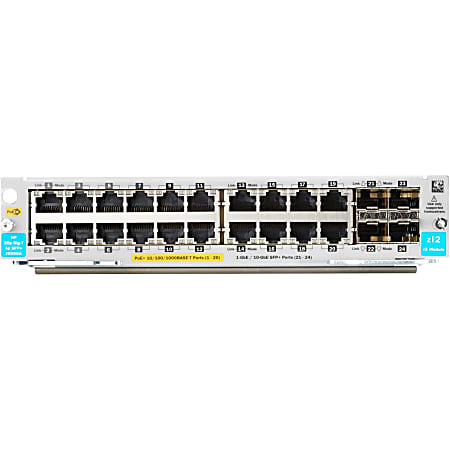 HPE 20-port 10/100/1000BASE-T PoE+ / 4-port 1G/10GbE SFP+ MACsec v3 zl2 Module - For Data Networking, Optical Network - 20 RJ-45 1000Base-T LAN