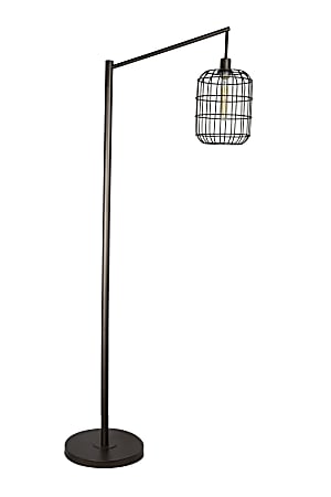 LumiSource Indy Wire Floor Lamp, 67"H, Gray Slate