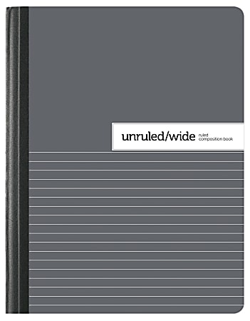 Office Depot® Brand Composition Book, 7-1/2" x 9-3/4", Unruled/Wide Ruled, 100 Sheets, Gray/White