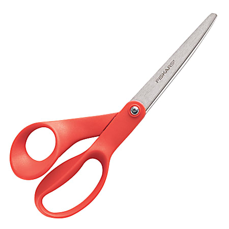 Fiskars Our Finest Contoured Scissors 8 Pointed Red Left Handed Handles -  Office Depot