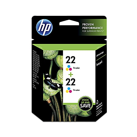 HP 22 Tri-Color Ink Cartridges, Pack Of 2, CC580FN