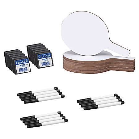 Flipside Round Unframed Dry-Erase Answer Paddles, 7" x 12", White, Pack Of 12