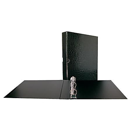 Aurora PROFormance Binder With Slipcase, 1" Rings, 39% Recycled, Black Faux Croc