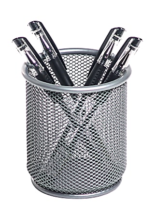 Office Depot&reg; Brand Mesh Pencil Cup, Silver