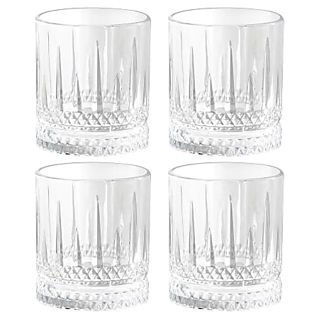 Gibson Home 4-Piece Iceberg Embossed Double Old-Fashioned Glass Set, 13 Oz, Clear