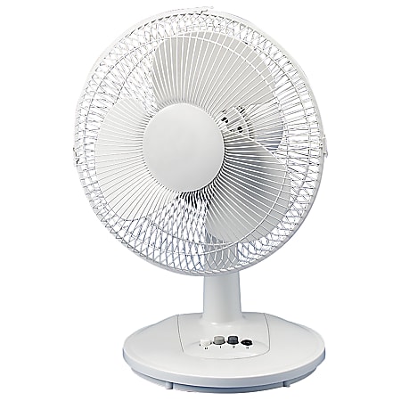 Atlantic Breeze 12" Oscillating Desk Fan, Light Gray
