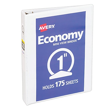 Avery® Economy 3-Ring Binder, 1" Round Rings, White