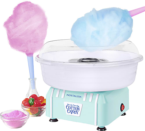 Nostalgia Electrics Hard & Sugar-Free Candy Cotton Candy Maker, 9"H x 11-1/4"W x 11-1/4"D, Aqua