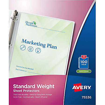 Avery&reg; Top-Loading Nonstick Sheet Protectors, Standard, Box Of 100