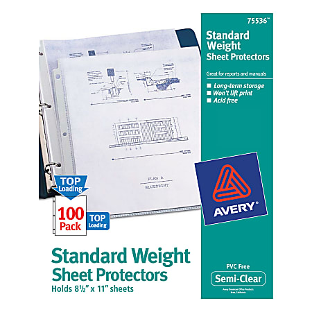 Avery® Top-Loading Nonstick Sheet Protectors, Standard, Box Of