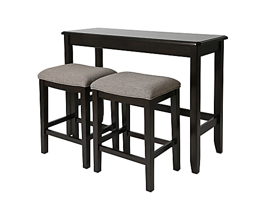 New Ridge Home Goods Sofa Bar Table With Stools, 36-1/2"H x 18-1/2"W x 48-1/2"D, Espresso