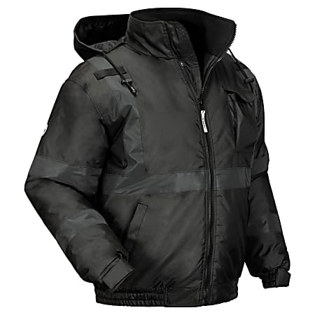 Ergodyne GloWear 8377EV Thermal-Enhanced Visibility Quilted Bomber Jacket, Medium, Black