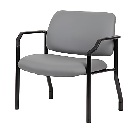 Boss Office Products Antimicrobial Vinyl Mid-Back Guest Chair, Black