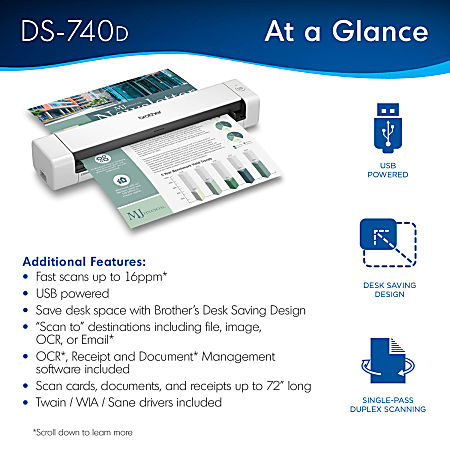 Brother DSmobile DS 740D Duplex Portable Color Document Scanner
