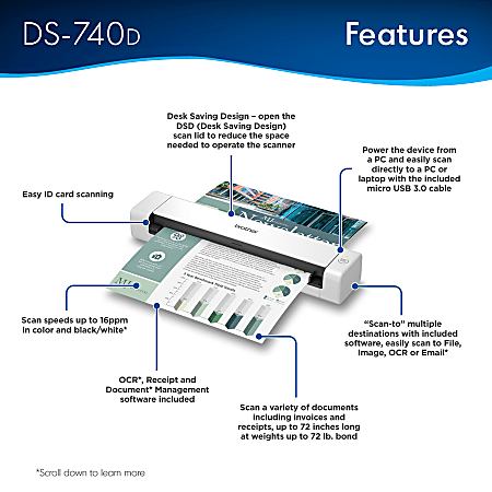 Brother DSmobile DS 740D Duplex Portable Color Document Scanner