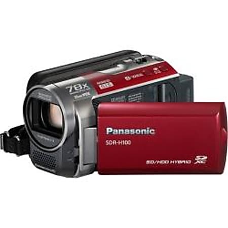 Panasonic SDR H100 Digital Camcorder 2.7 LCD CCD SD Red - Office Depot