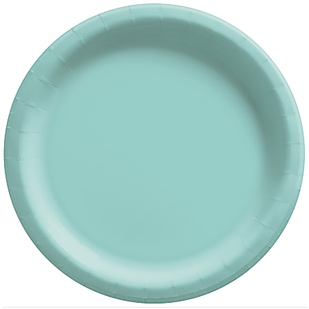 Amscan Round Paper Plates, Robin’s Egg Blue, 6-3/4”, 50 Plates Per Pack, Case Of 4 Packs