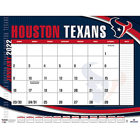 Lang Turner Licensing Monthly Desk Calendar, 22” x 17”, Houston Texans, January To December 2022