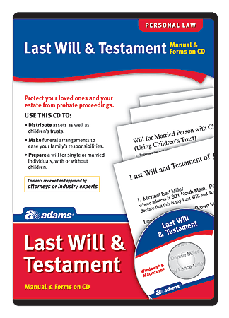 Adams® Last Will And Testament, For PC And