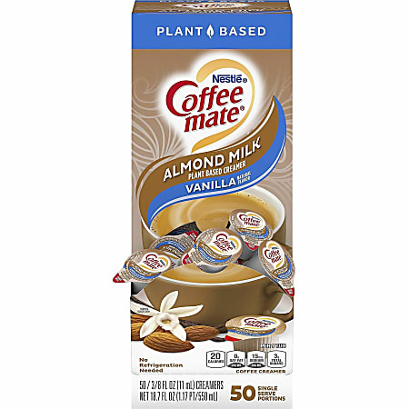 Coffee mate Almond Milk Vanilla Liquid Creamer Singles - Vanilla Almond Milk Flavor - 0.38 fl oz (11 mL) - 50/BoxTub