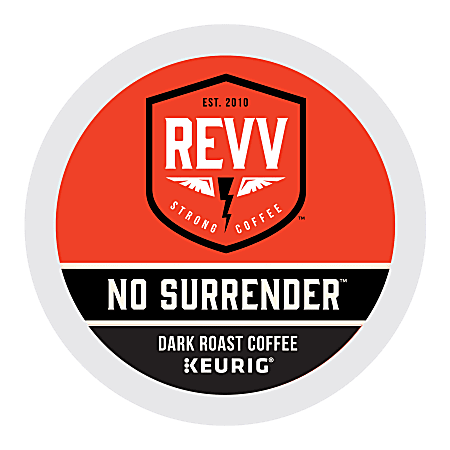 REVV Coffee Single Serve Coffee K Cup Pods, No Surrender, Carton Of 24