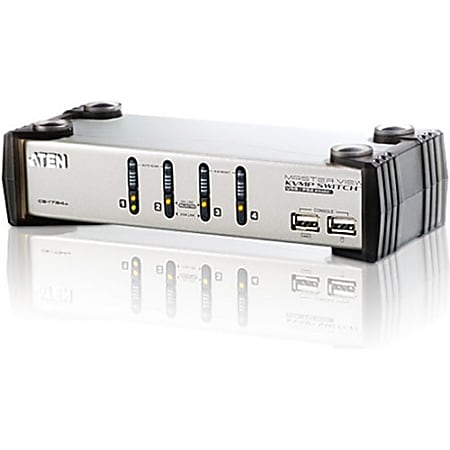 Aten CS1734A KVM Switch - 4 x 1 - 4 x SPDB-15 Keyboard/Mouse/Video, 2 x Type A USB, 4 x Microphone, 4 x Audio