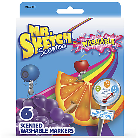 Mr. Sketch® Scented Markers, Chisel Point, Assorted Colors, Pack Of 6
