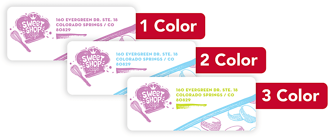 1, 2 Or 3 Color Custom Printed Labels And Stickers, Rectangle, 1-1/4" x 3", Box Of 250