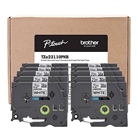 Brother® P-Touch Label Maker Tape, Black/White, Pack Of