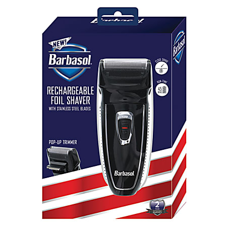 Barbasol Men's Rechargeable Foil Shaver With Pop-Up Trimmer, 9', Black