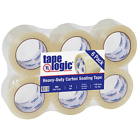 Tape Logic® #160 Industrial Tape, 3" Core, 3" x 110 Yd., Clear, Case Of 6