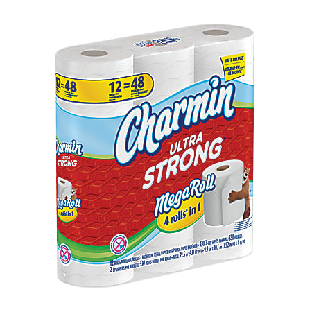Charmin Ultra Strong 2-Ply Bathroom Tissue, White, 330 Sheets Per Roll, Carton Of 12 Mega Rolls