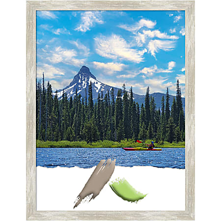 Amanti Art Crackled Metallic Narrow Picture Frame, 20" x 26", Matted For 18" x 24"