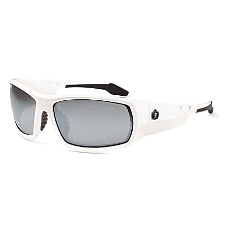 Ergodyne Skullerz® Safety Glasses, Odin, White Frame, Silver Mirror Lens
