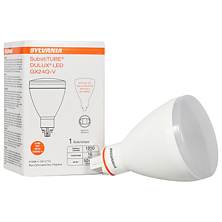 Sylvania SubstiTUBE® DULUX GX24Q Vertical LED Tubes, Ballast Compatible, 5.8"L, 4100 Kelvin/Cool White, 16 Watt, Case Of 32 Tubes