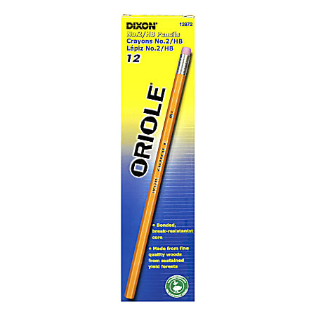 Dixon® Oriole Pencils, Yellow, No. 2 Soft Lead, Pack Of 12