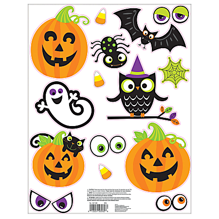 Amscan Friendly Halloween Cling Decals, Multicolor, 15 Decals Per Pack, Set Of 8 Packs