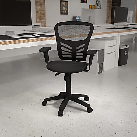 Flash Furniture Ergonomic Mesh Mid Back Multi Function Office Chair Black