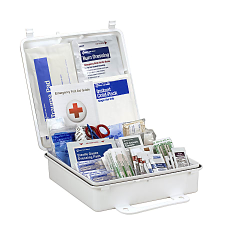 First Aid Only 50-Person Plastic First Aid Kit, 9-7/16"H x 9-7/16"W x 3"D, Kit Of 184 Pieces