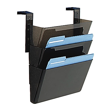 Deflecto Stackable DocuPocket set for partition walls - 3 Pocket(s) - 3 Compartment(s) - 20" Height x 13" Width x 4" Depth - Smoke - Plastic - 3 / Set