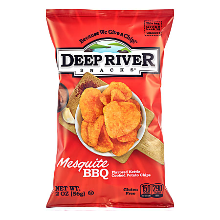 Deep River Snacks Potato Chips, Mesquite BBQ Kettle, 2.0 Oz, Case Of 24 Bags