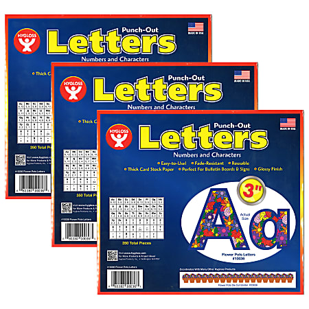 Hygloss Punch-Out Letters, Flower Pots, 350 Pieces Per Pack, Set Of 3 Packs