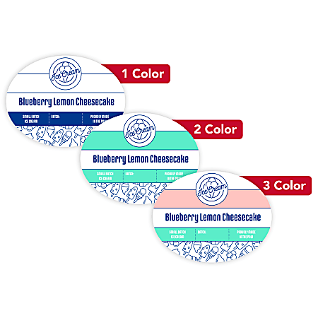 1, 2 Or 3 Color Custom Printed Labels And Stickers, Oval, 2-7/8" x 3-3/4", Box Of 250